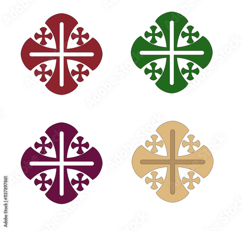 SYMBOLS OF THE CATHOLIC CHURCH, WITH CROSSES DECORATED FOR SACRED DRESSES