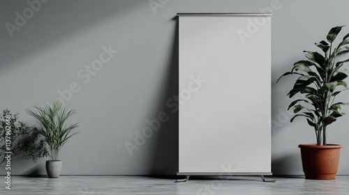 Wallpaper Mural Blank roll-up banner in modern interior with plants. Torontodigital.ca