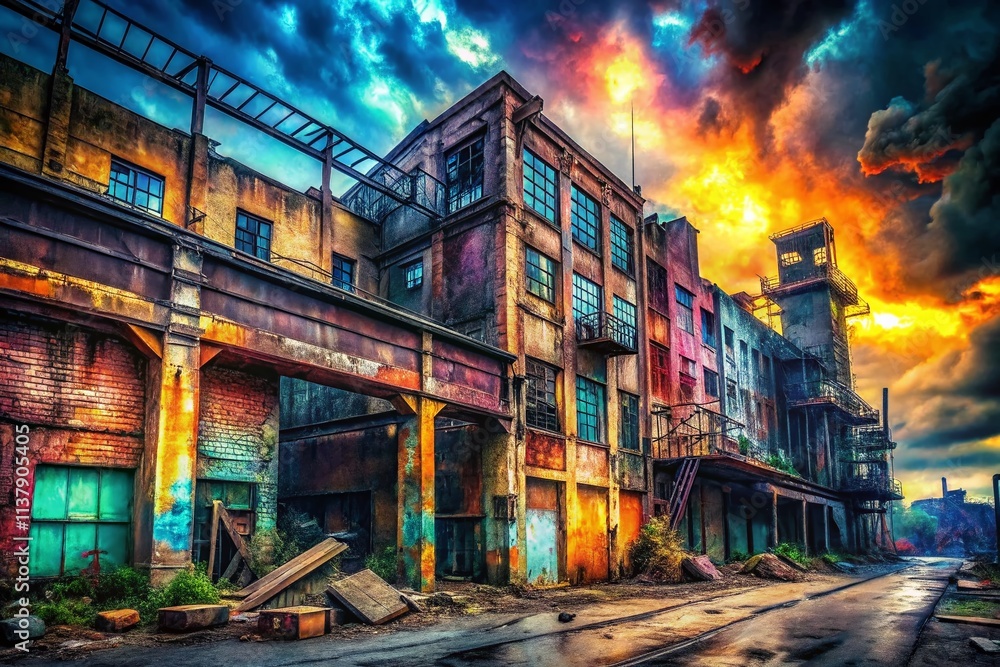 Fototapeta premium Urban Exploration: Abstract Brush Strokes - Grungy Cityscape Photography