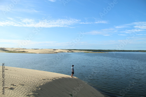 homem na lagoa do portinho em parnaíba, piauí photo