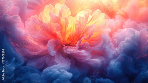 Vibrant Pink and Blue Smoke Cloud in Dark Atmosphere