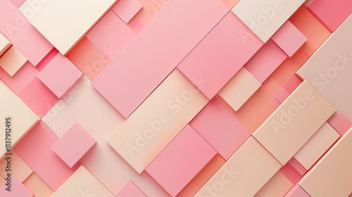 Abstract geometric background with pink and peach squares. photo