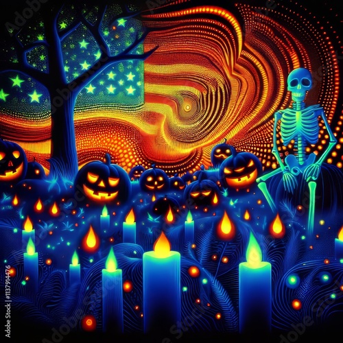 Halloween in the USA Luminogram with a sense of peace and tranqu