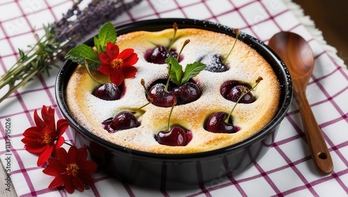 Wallpaper Mural Delicious cherry clafoutis recipe home kitchen dessert photography cozy atmosphere Torontodigital.ca