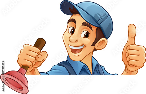 Plumber Plunger Tool Cartoo...