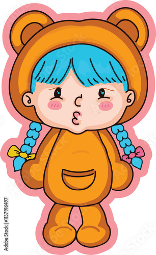 Wallpaper Mural girl with a teddy bear ,Name is Baby Minddie Ju. Torontodigital.ca