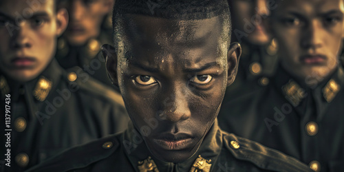 Portrait of a Young Soldier in Uniform photo