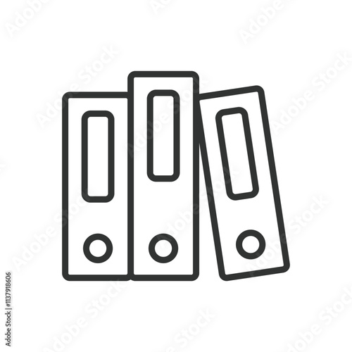 Binder files document library, icon in line design. Binder, files, document, library, folder, archive, storage on white background vector. Binder files document library editable stroke icon