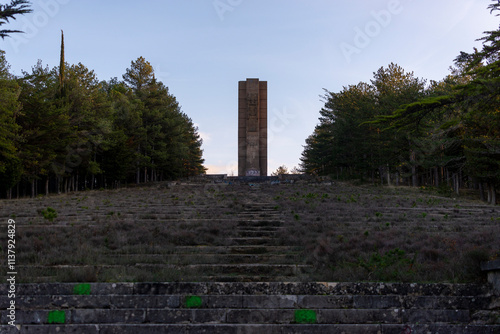 Escalinata del monumento al General Mola. Tomada en Alcocero de Mola, Burgos, en diciembre de 2024 photo