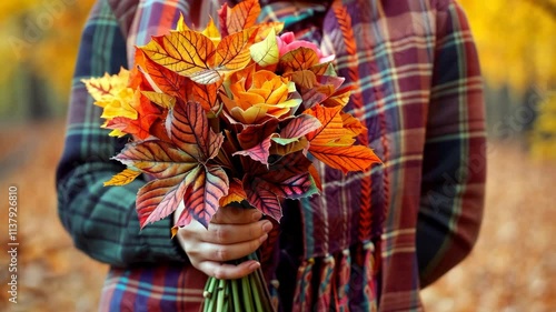 Wallpaper Mural woman holds autumn leaves in her hands. Selective focus. nature. Torontodigital.ca