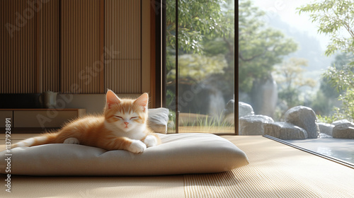 Cat sleeping on a kotatsu