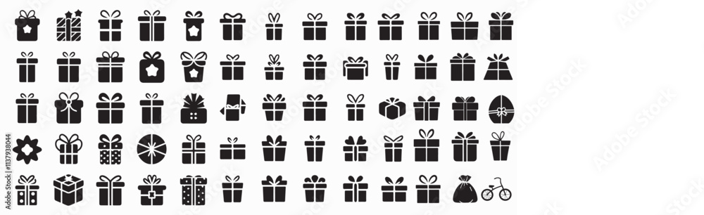 Set Of Gift Box Shilaoutte Icon Illustration.Diferent type of gift box icon Set Of Gift Box Shilaoutte Icon Illustration.Diferent type of gift box icon