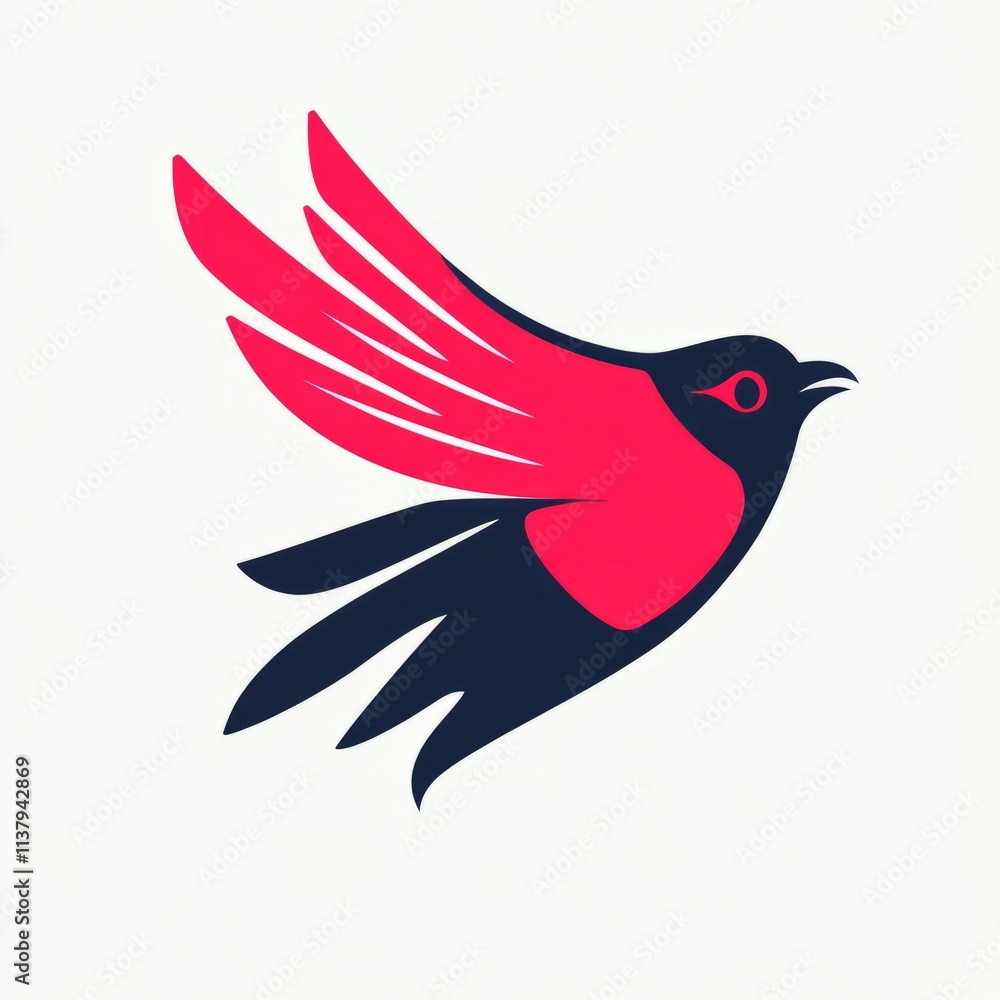 Fototapeta premium Abstract Stylized Bird in Flight, Dynamic Logo Design