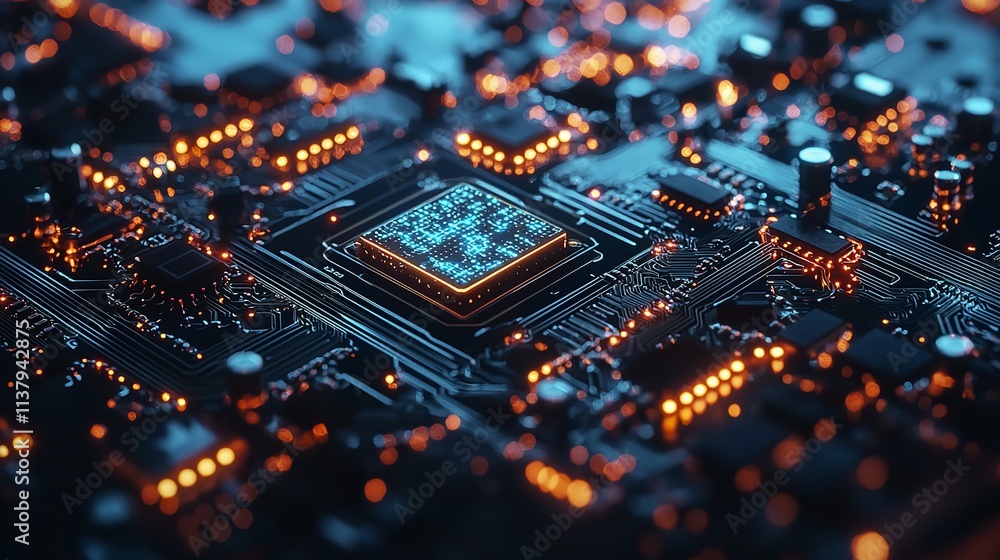 AI Chip Representing Artificial Intelligence in Future Technology with Advanced Circuit Designs AI Chip Representing Artificial Intelligence in Future Technology with Advanced Circuit Designs