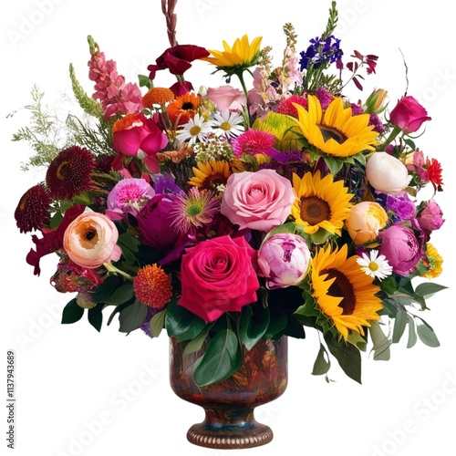 Wallpaper Mural Close-up view bouquet of flowers adorned with branches and leaves Torontodigital.ca