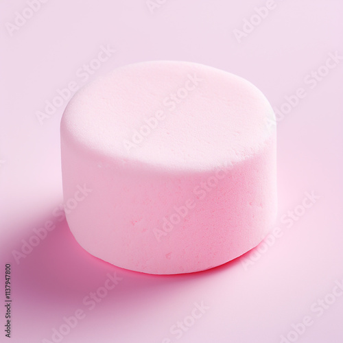 one singular pink plain round marshmallow