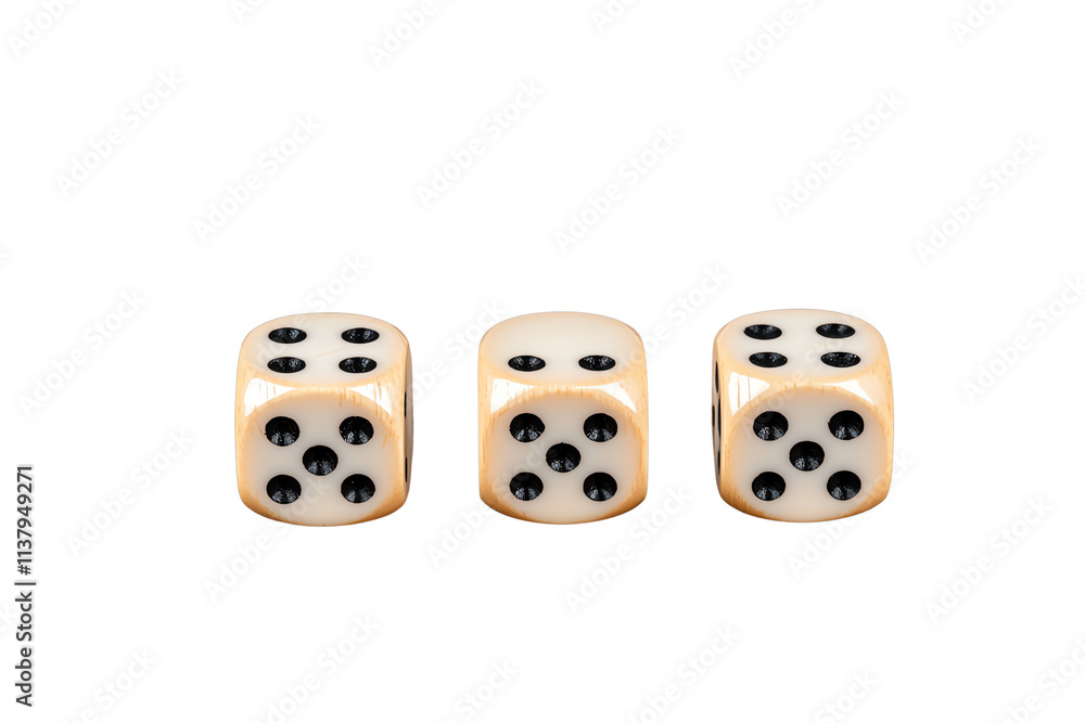 Three dice displaying various numbers on their faces, showcasing a classic gaming element. Three dice displaying various numbers on their faces, showcasing a classic gaming element.