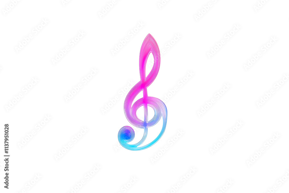 Fototapeta premium A colorful musical note symbol, featuring a treble clef design with pink and blue gradients.