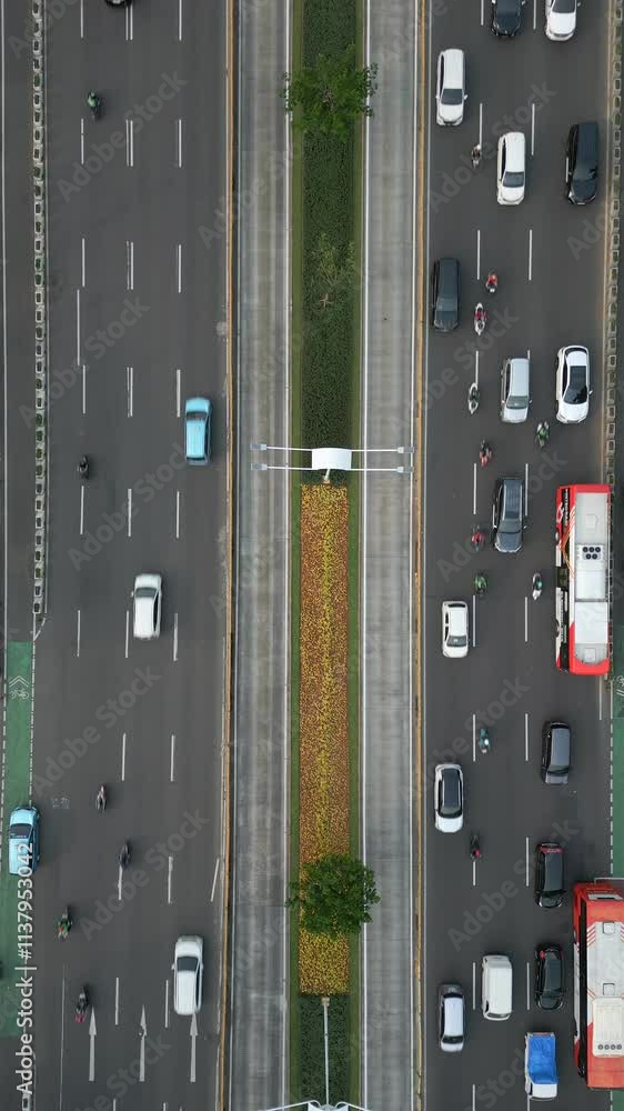 Aerial view of morning traffic in Jakarta, Indonesia Aerial view of morning traffic in Jakarta, Indonesia