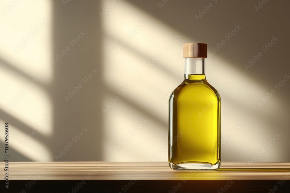 healthy cooking inspiration, a bottle of avocado oil sits on a wooden counter in a kitchen, with sunlight shining in through a rustic window healthy cooking inspiration, a bottle of avocado oil sits on a wooden counter in a kitchen, with sunlight shining in through a rustic window
