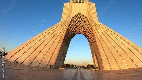 Azadi Tower or Freedom Tower formerly known as the Shahyad Tower at dawn in Tehran, Iran.