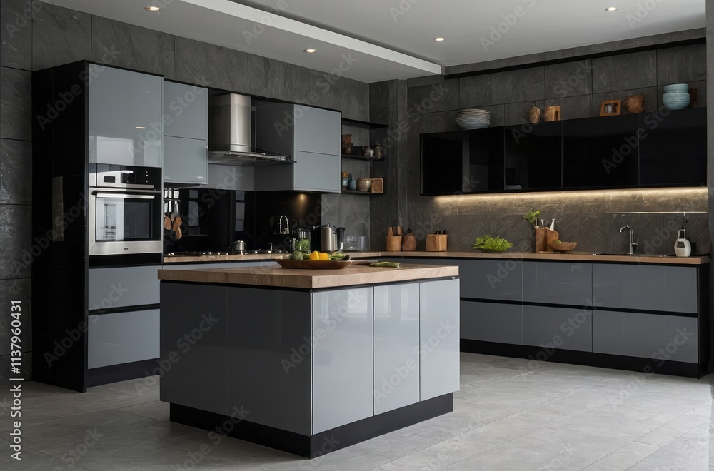Modern Grey And Black Kitchen Design Modern Grey And Black Kitchen Design