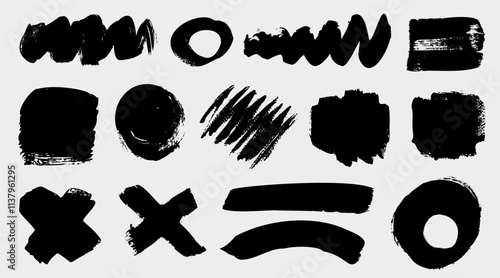 Vector Paint Brush Splash Set Grunge Stroke