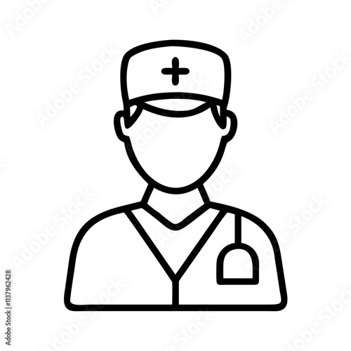 male doctor or nurse icon icon, men’s day line art, men’s icon - simple black line art icon of male doctor or nurse icon, for men’s day celebrations. men’s vector art.