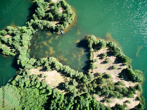 Lake Slavyanka. Leningrad Region. Russia. Drone photo