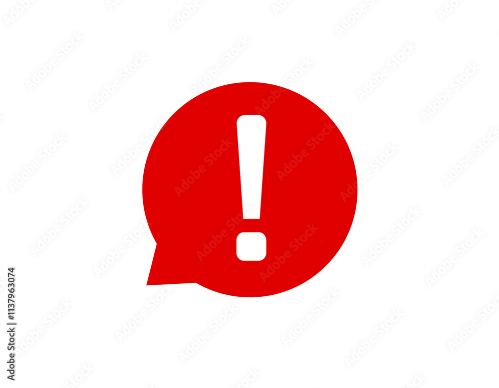 A bold red exclamation mark sign, representing caution and alertness, framed in a square. A bold red exclamation mark sign, representing caution and alertness, framed in a square.