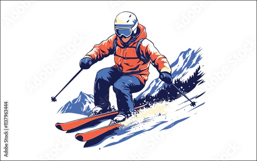 Vector set Silhouette of a skier in winter Ski silhouette isolated vector design eps