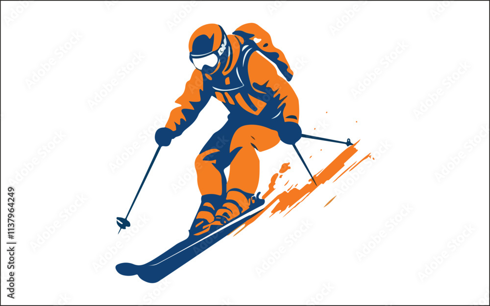 Vector set Silhouette of a skier in winter Ski silhouette isolated vector design eps