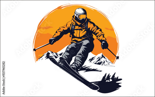 Vector set Silhouette of a skier in winter Ski silhouette isolated vector design eps