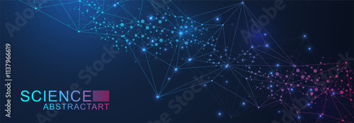 Global network connection website header or banner design. Abstract background with connecting dots and lines. Global business. Social network communication. Internet technology. Vector illustration