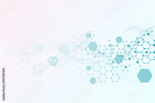 Modern health care abstract background with lines, dots and hexagons. Medical innovation banner template concept. Vector illustration.