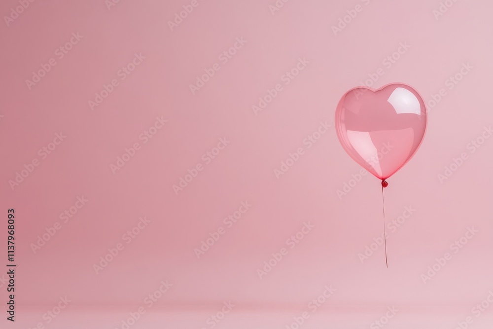 Heart shaped balloon floating on pink background symbolizing love and romance Heart shaped balloon floating on pink background symbolizing love and romance