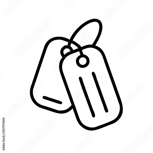 dog tags icon, veterans day icon line art, veterans icon  - simple black line art icon of dog tags, for veterans day celebrations. veterans vector art.