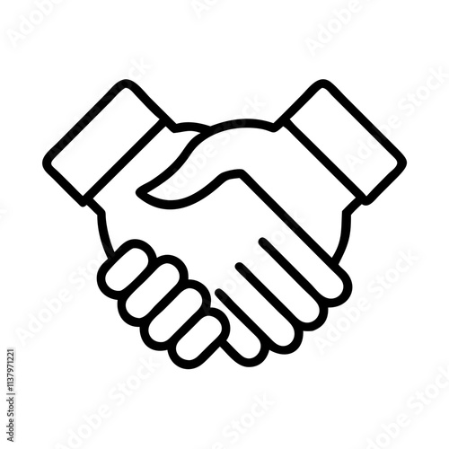 hands shaking in unity icon, veterans day icon line art, veterans icon  - simple black line art icon of hands shaking in unity, for veterans day celebrations. veterans vector art.