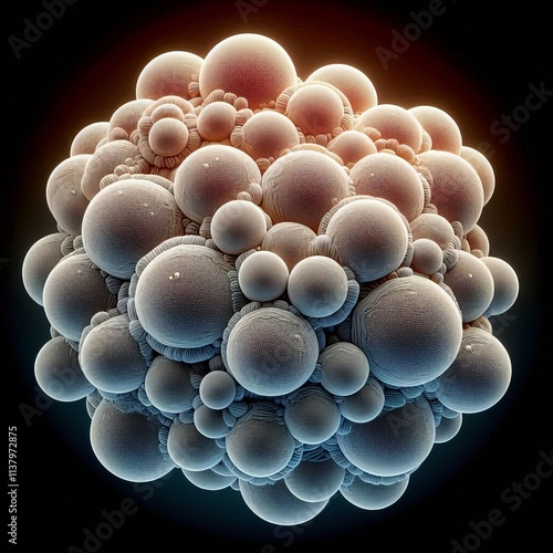 Clustered spherical Staphylococcus epidermidis cells displayed w photo