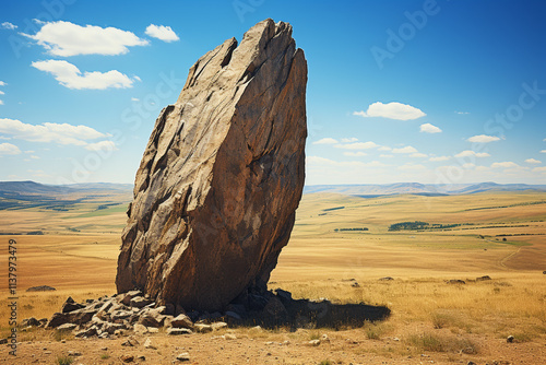 boulder standing tall amidst_vast_landscape photo