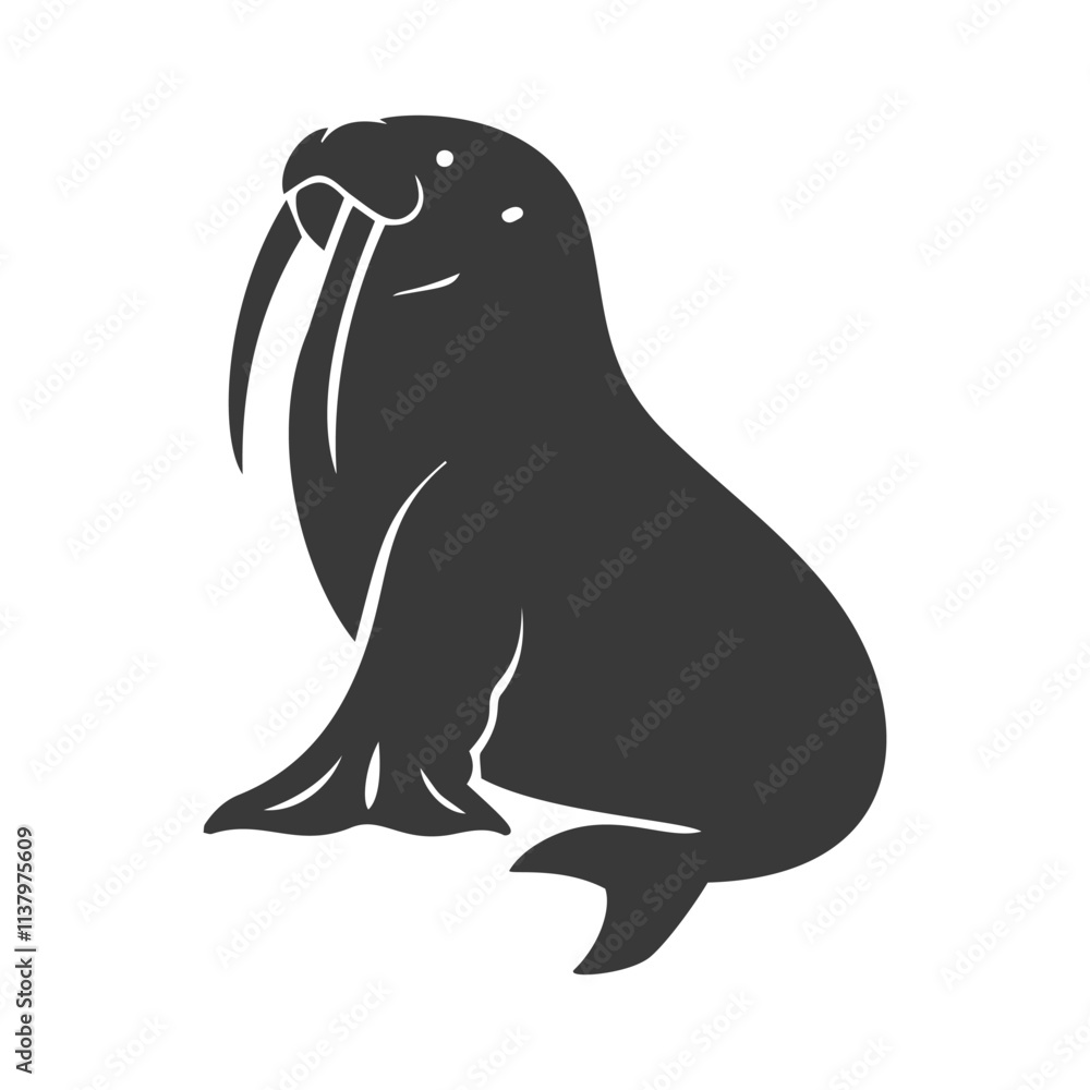 Black silhouette vector illustration of a walrus Black silhouette vector illustration of a walrus