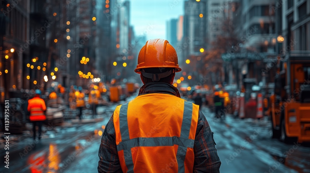 Civil engineer inspecting road construction on an expressway under development Civil engineer inspecting road construction on an expressway under development