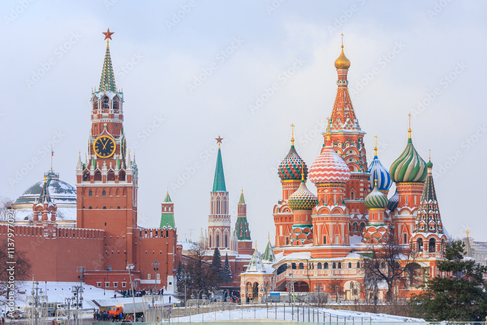 The towers of the Moscow Kremlin with five-pointed stars. The towers of the Moscow Kremlin with five-pointed stars.