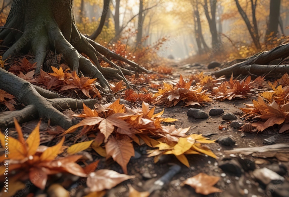 Dried and crispy autumn leaves crunching beneath fallen branches on a forest floor , dried leaves, wood grain Dried and crispy autumn leaves crunching beneath fallen branches on a forest floor , dried leaves, wood grain