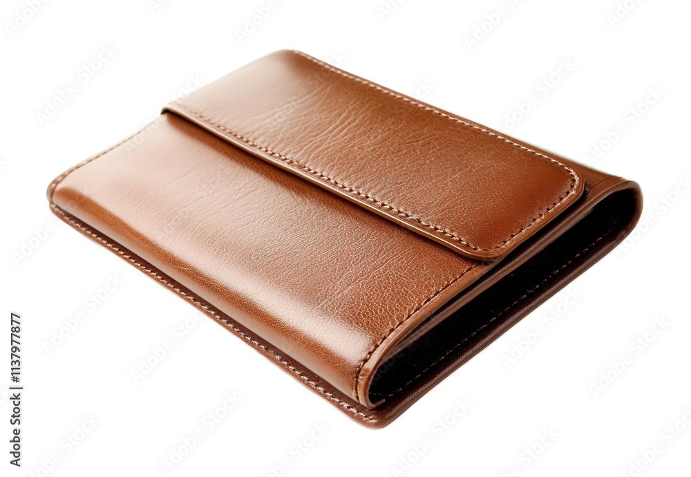 Brown checkbook wallet isolated against a white background Brown checkbook wallet isolated against a white background