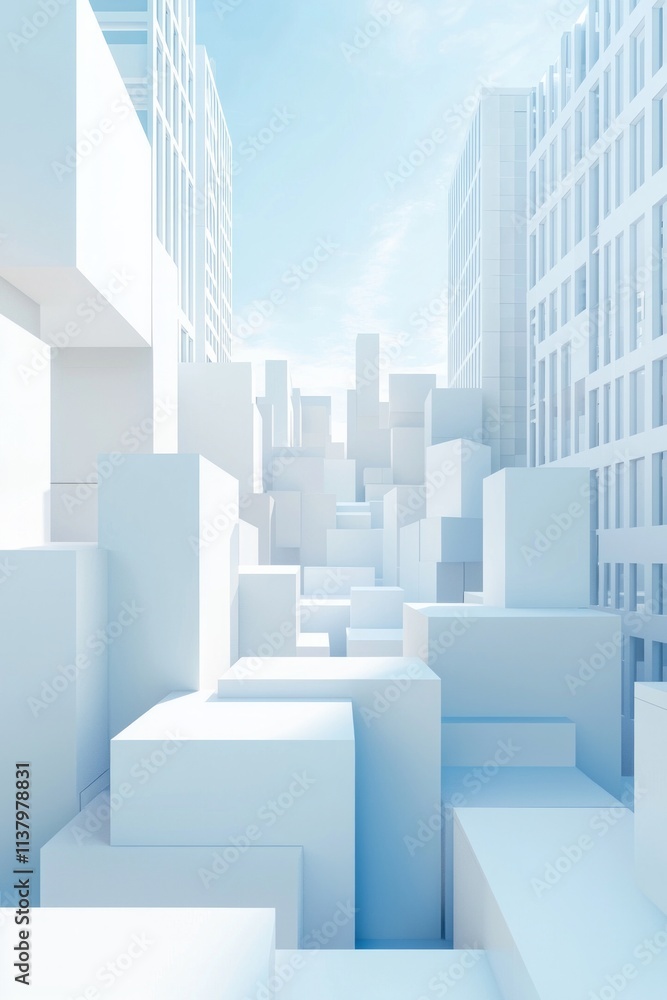 A background of white squares arranged in an urban style, with a clear sky blue as the main color tone. The overall composition is simple and clean, with geometric shapes of various sizes on both side A background of white squares arranged in an urban style, with a clear sky blue as the main color tone. The overall composition is simple and clean, with geometric shapes of various sizes on both side