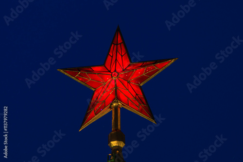 The Kremlin star is a five-pointed luminescent star made of ruby. photo