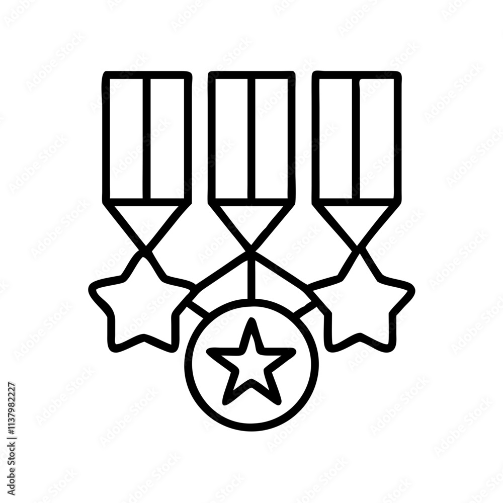 military medals on a ribbon icon, remembrance day line art, remembrance icon - simple black line art icon of military medals on a ribbon, for topic celebrations. topic vector art. military medals on a ribbon icon, remembrance day line art, remembrance icon - simple black line art icon of military medals on a ribbon, for topic celebrations. topic vector art.