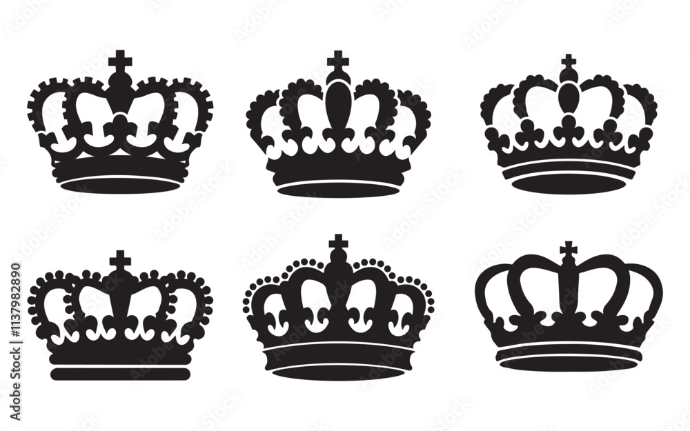 Royal Crown icon set vector on white background Royal Crown icon set vector on white background