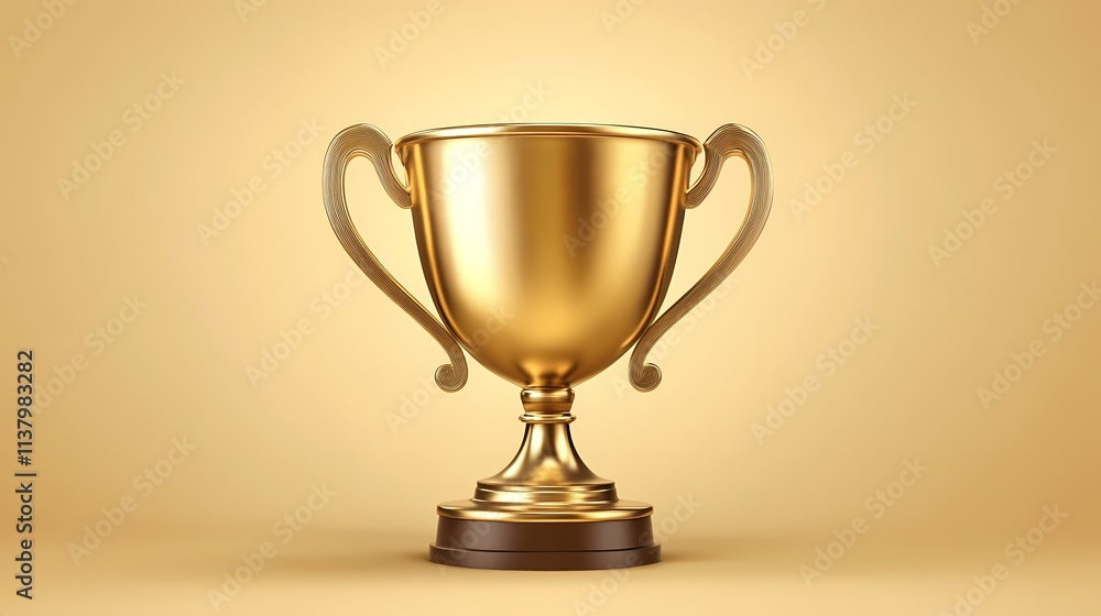 Golden trophy on a warm golden background, symbolizing achievement and success. Golden trophy on a warm golden background, symbolizing achievement and success.